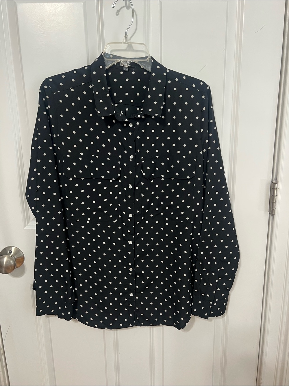 Kut from the Kloth Black Polka Dot Button-Down Shirt
